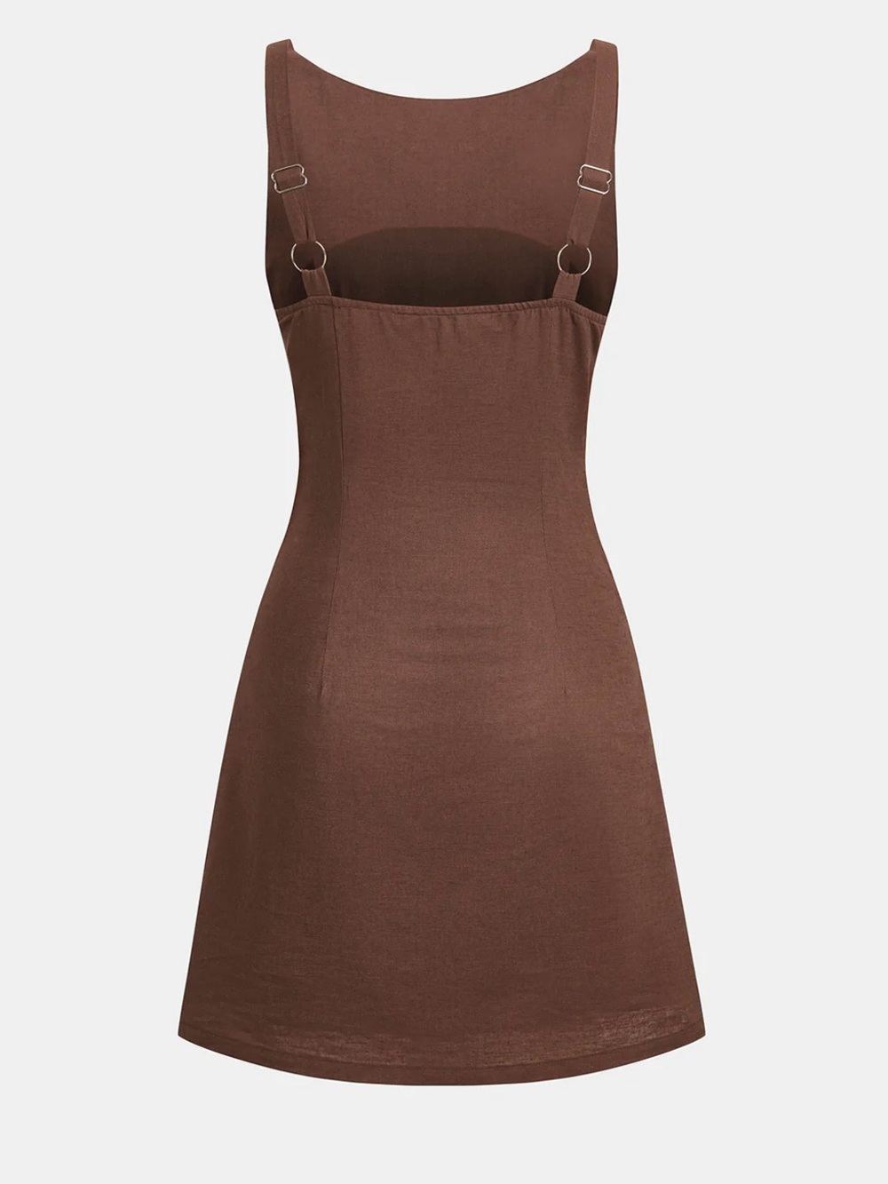 Commense Cotton Linen Sleeveless Ruched Mini Dress Brown NWT Small - Picture 3 of 10